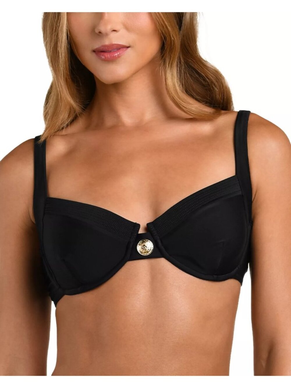 NWT L'AGENCE Adrienne Structured Bikini Top Black Size Medium